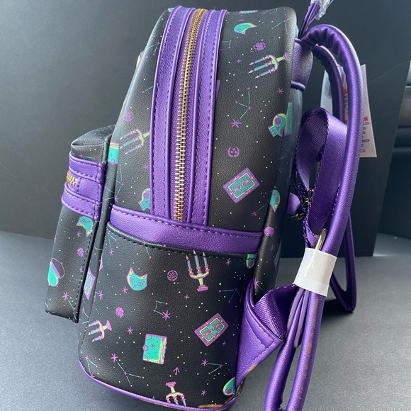 Hocus Pocus Disney Parks Loungefly Black and Purple Mini Backpack - Picture 4 of 4